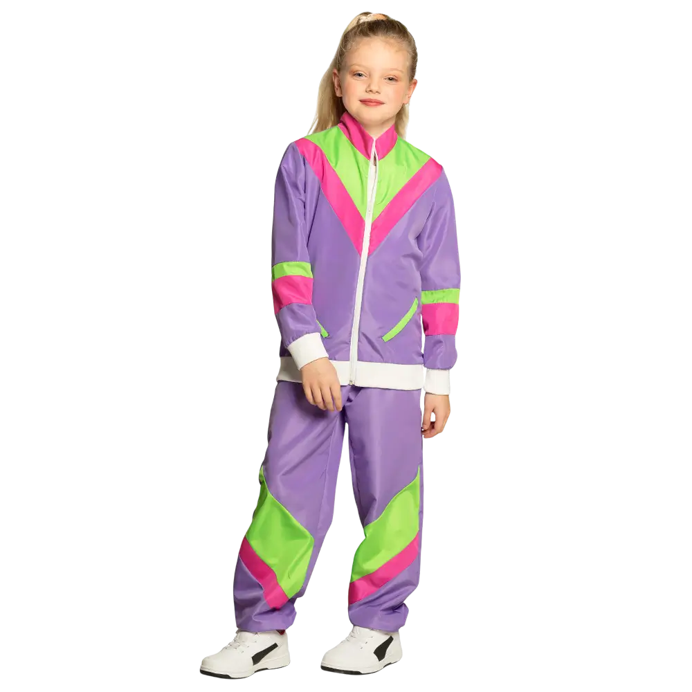 Kinder Retro-Trainingsanzug Neon Lila - 7-9 Jahre