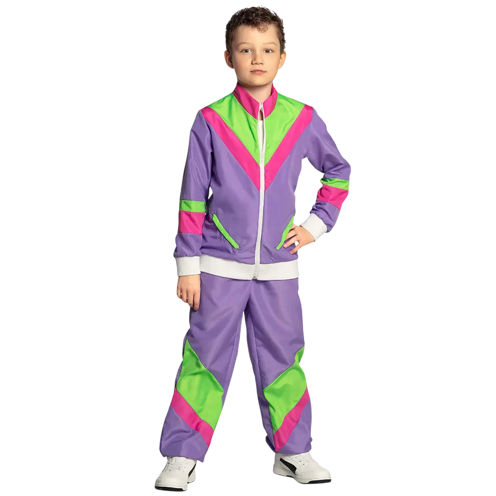 Kinder Retro-Trainingsanzug Neon Lila - 7-9 Jahre