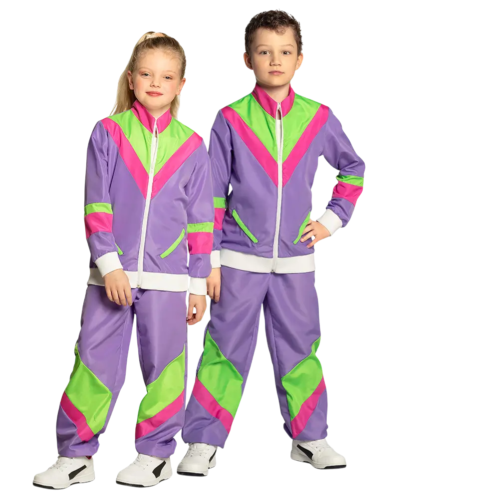 Retro-Trainingsanzug Neon-Lila Kinder - 4-6 Jahre
