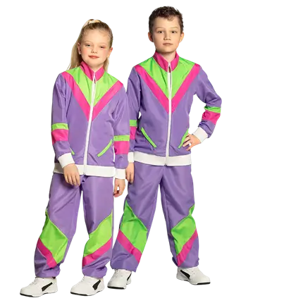 Retro-Trainingsanzug Neon-Lila Kinder - 4-6 Jahre