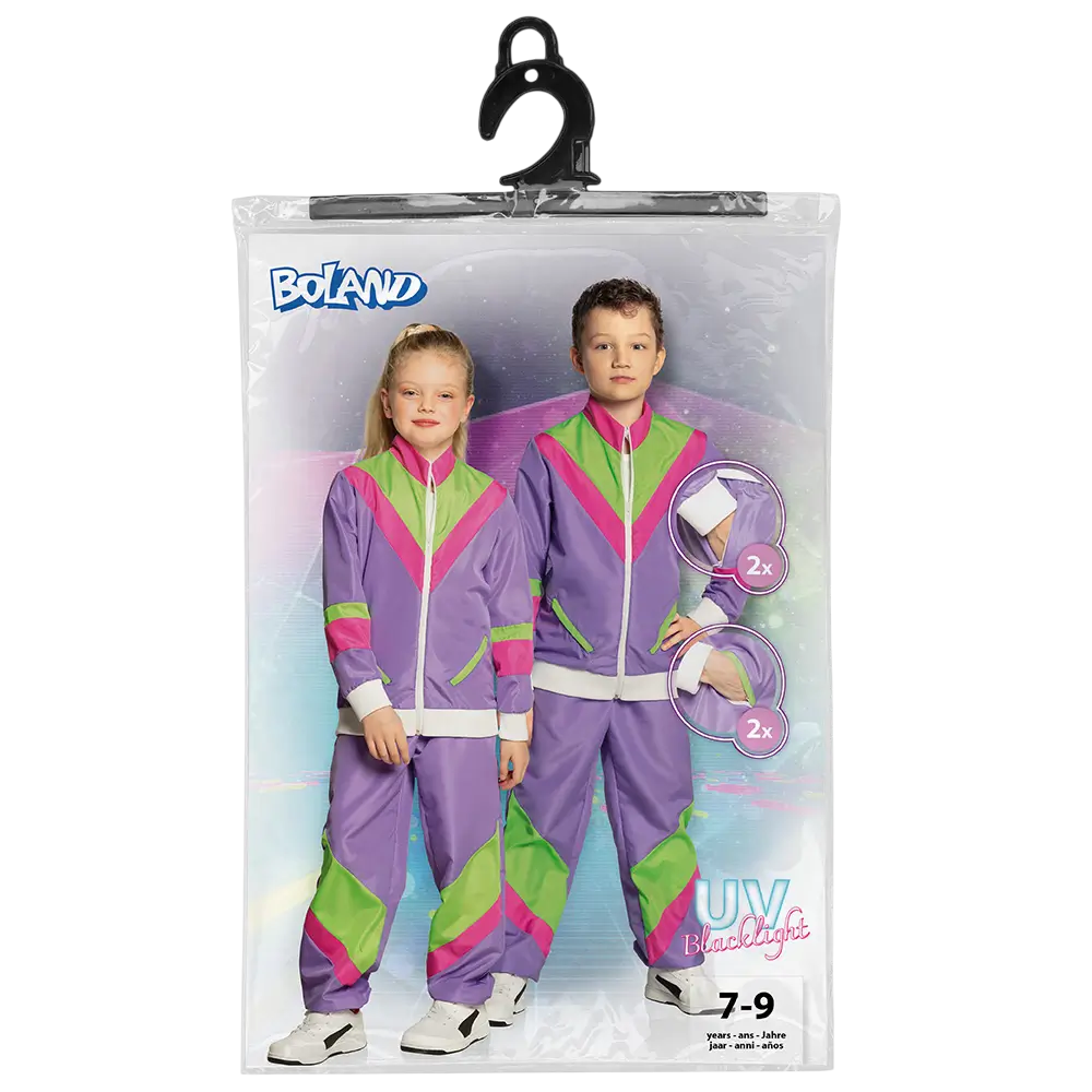 Retro-Trainingsanzug Neon-Lila Kinder - 10-12 Jahre
