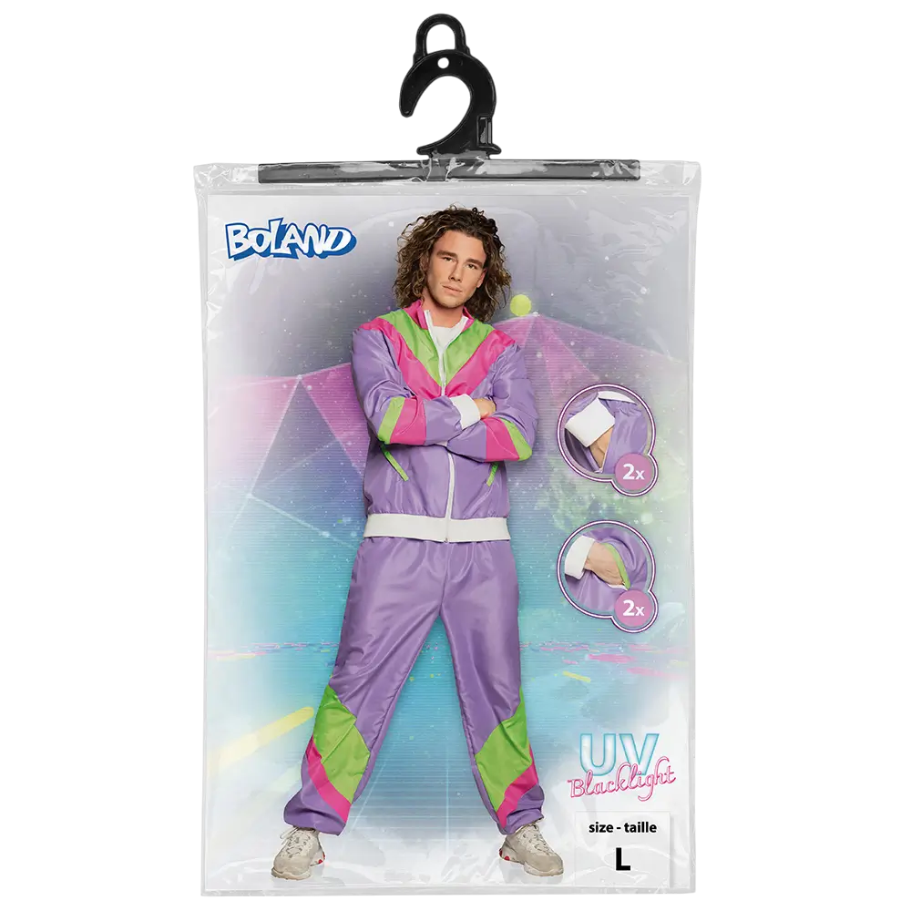 Retro-Trainingsanzug Neon-Lila Mann - L