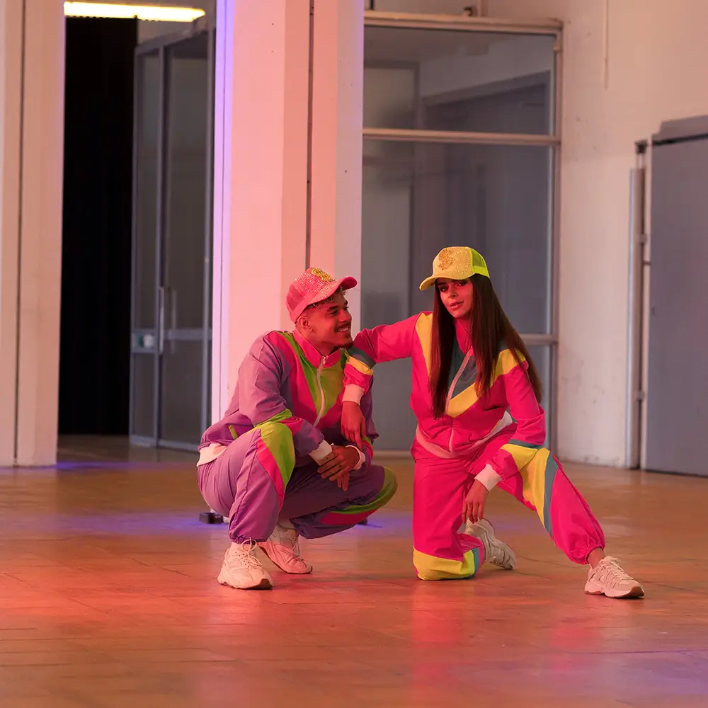 Retro-Trainingsanzug Neon Pink Frau - M