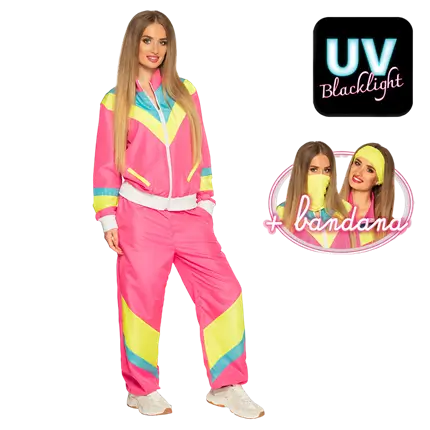 Retro-Trainingsanzug Neon Pink Frau - M