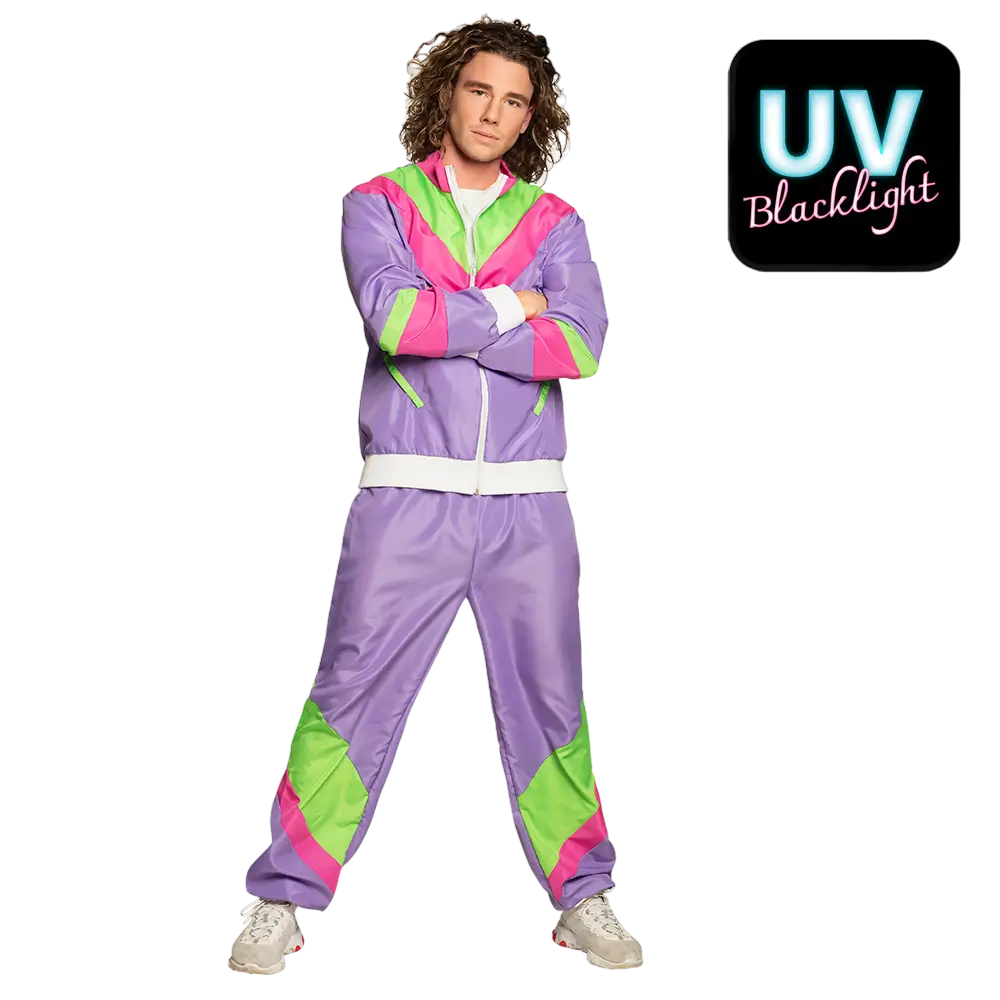 Retro-Trainingsanzug Neon-Lila Mann - S