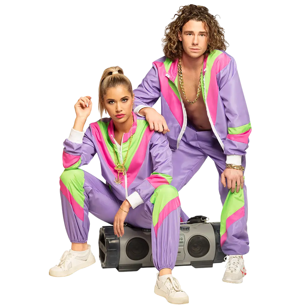 Retro-Trainingsanzug Neon-Lila Mann - S