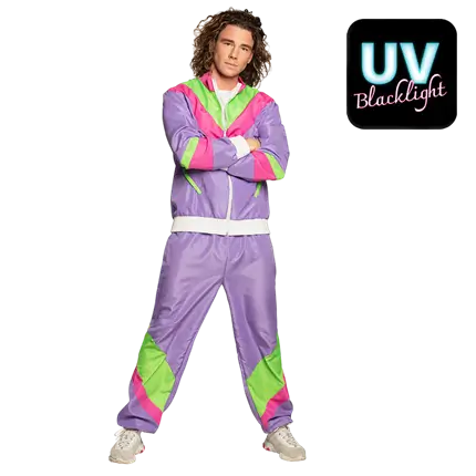 Retro-Trainingsanzug Neon-Lila Mann - S