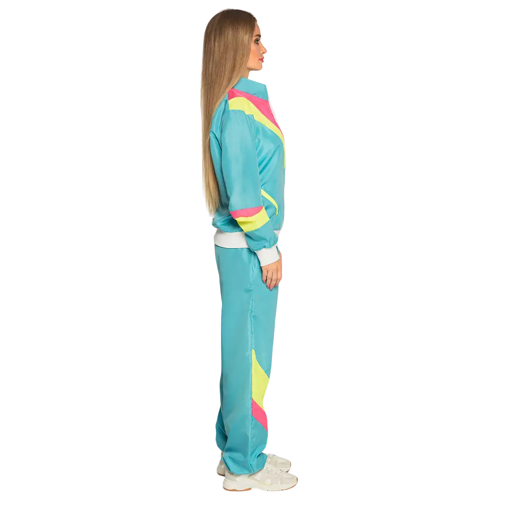 Retro-Trainingsanzug Frau neonblau - L