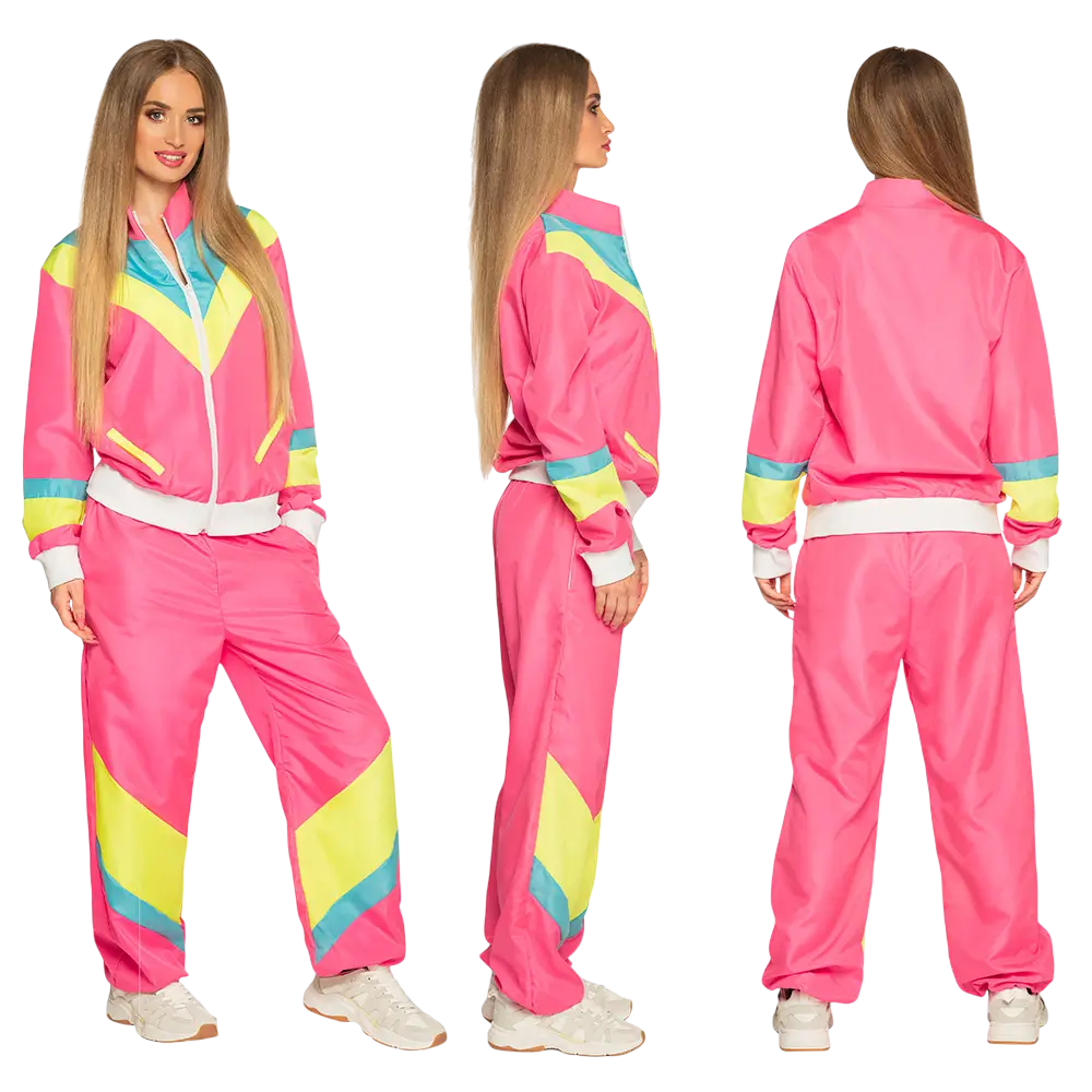 Retro-Trainingsanzug Neon Rosa Frau - L