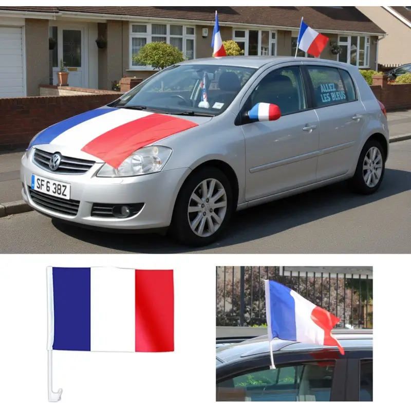 Flagge mit Fahnenstange FRANCE Polyester für Auto 45 x 30 cm
