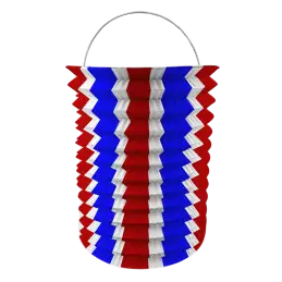 12 Dreifarbige Lampions aus Papier blau weiß rot - 16 cm