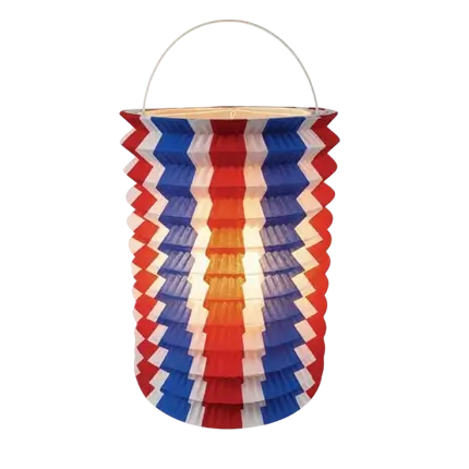 12 Dreifarbige Lampions aus Papier blau weiß rot - 16 cm