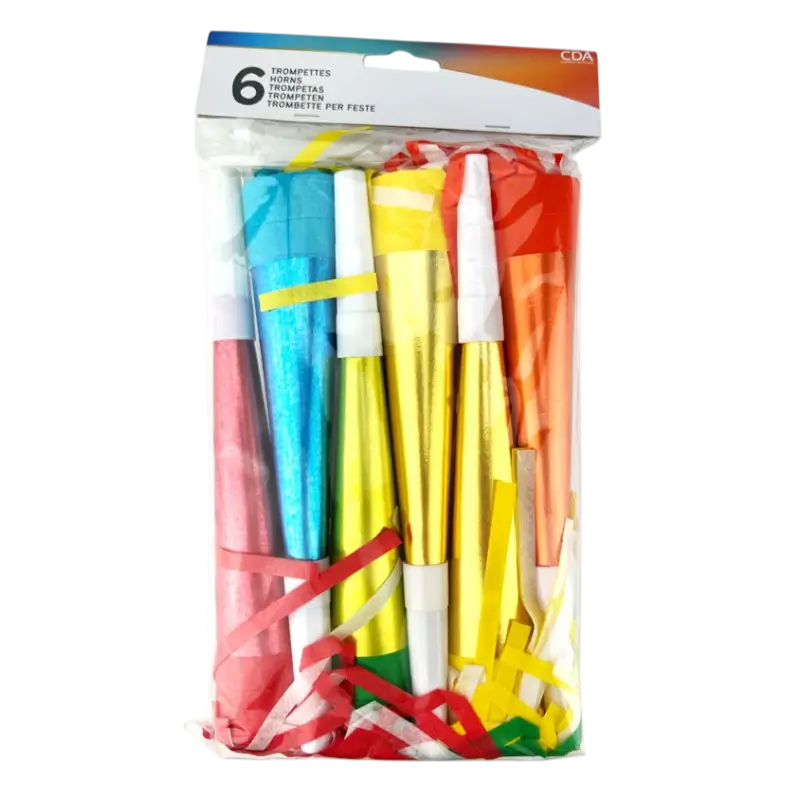 Metallisierte Party-Trompete (x6)