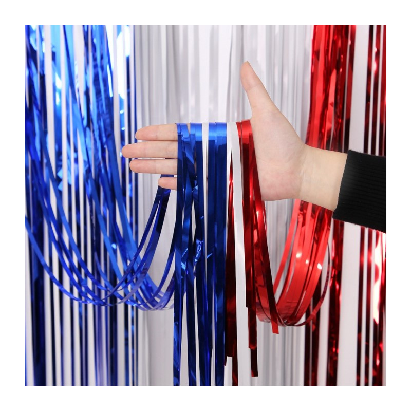 Dreifarbiger Foil-Vorhang blau, weiß, rot 200 x 100 cm