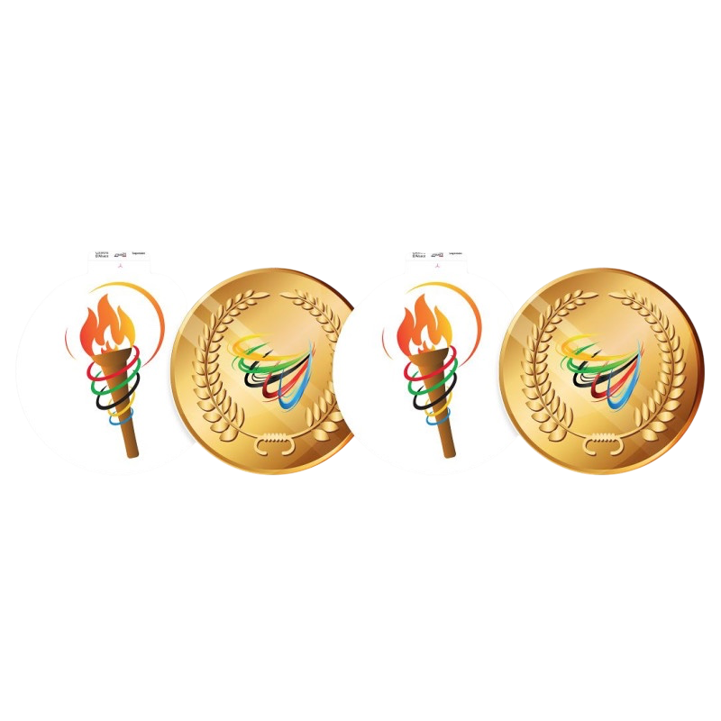4 Dekorationen Olympische Spiele aus Pappe (Vorder- und Rückseite) - 29 cm