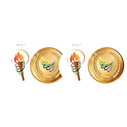 4 Dekorationen Olympische Spiele aus Pappe (Vorder- und Rückseite) - 29 cm