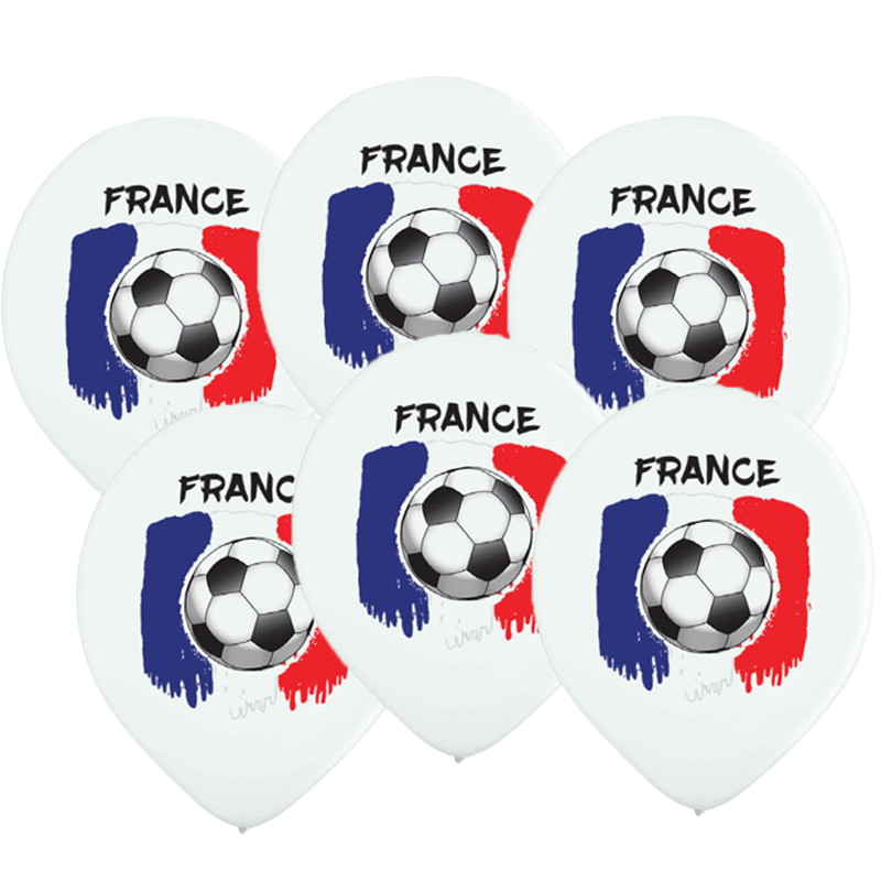 6 Luftballons bedruckt Frankreich Flagge Fußball 30 cm