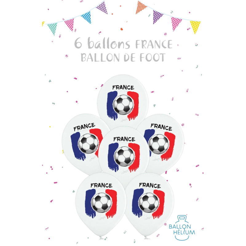 6 Luftballons bedruckt Frankreich Flagge Fußball 30 cm