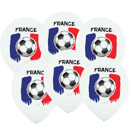 6 Luftballons bedruckt Frankreich Flagge Fußball 30 cm