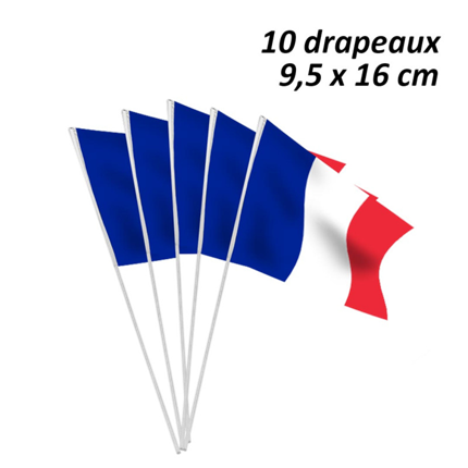 10 kleine Frankreich Trikolore-Flaggen im Set