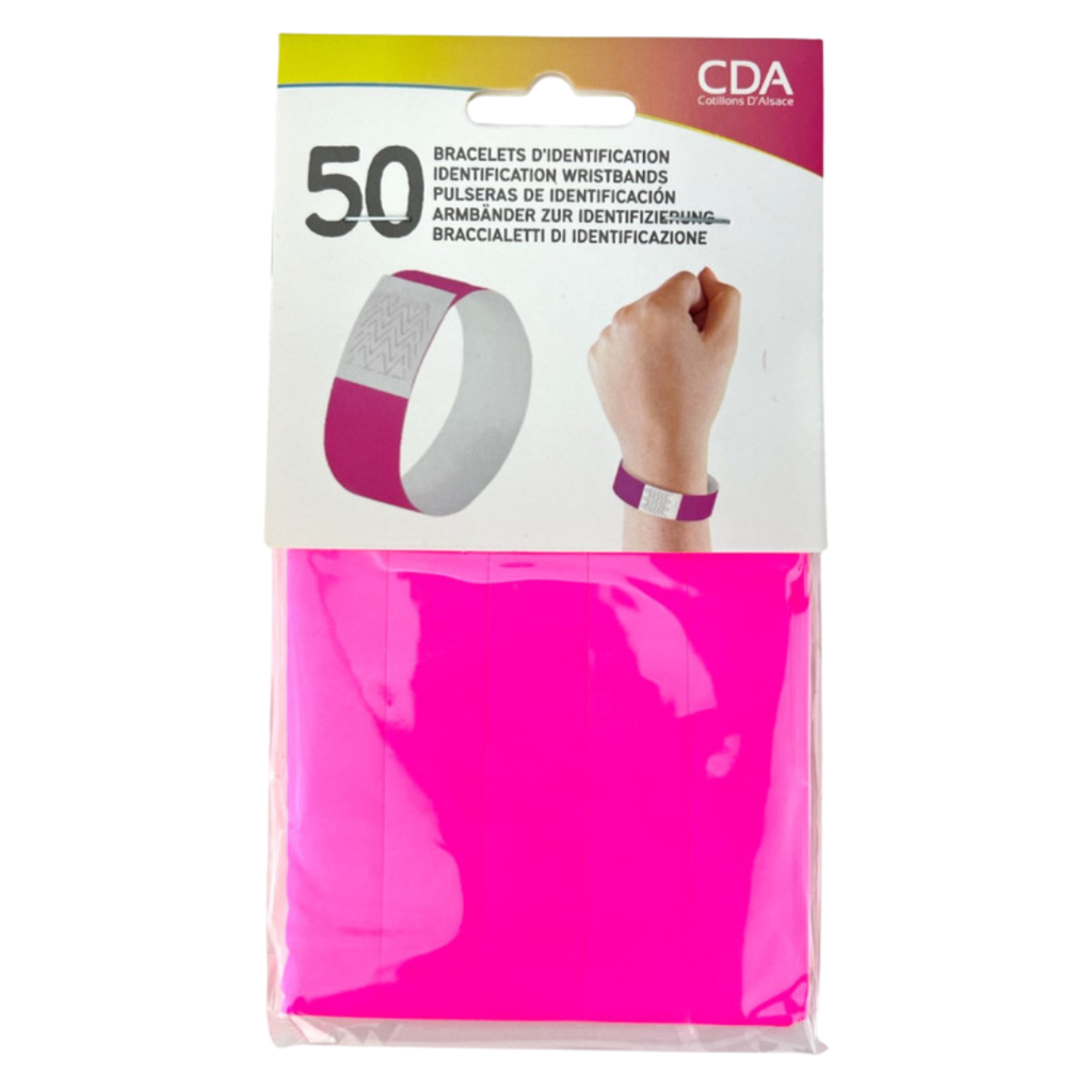 50 Identifikationsarmbänder aus Papier ROSA - unzerreißbar