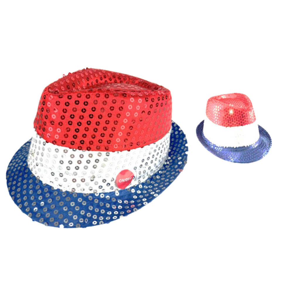 Hut Sequins LED blau weiß rot blinkend 3 Batterien LR44 mitgeliefert