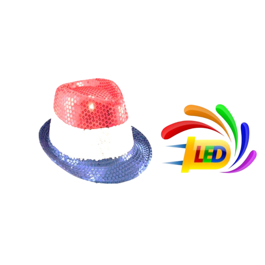 Hut Sequins LED blau weiß rot blinkend 3 Batterien LR44 mitgeliefert