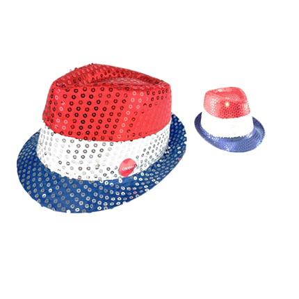 Hut Sequins LED blau weiß rot blinkend 3 Batterien LR44 mitgeliefert