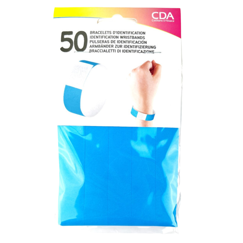 50 Identifikationsarmbänder aus BLAUEM Papier - unzerreißbar