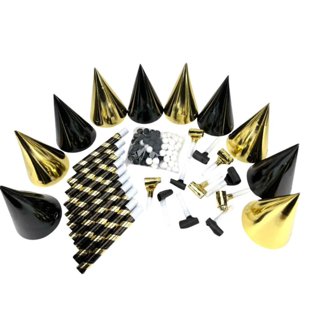Party-Kit Kotillons 10 Personen Gold und Schwarz