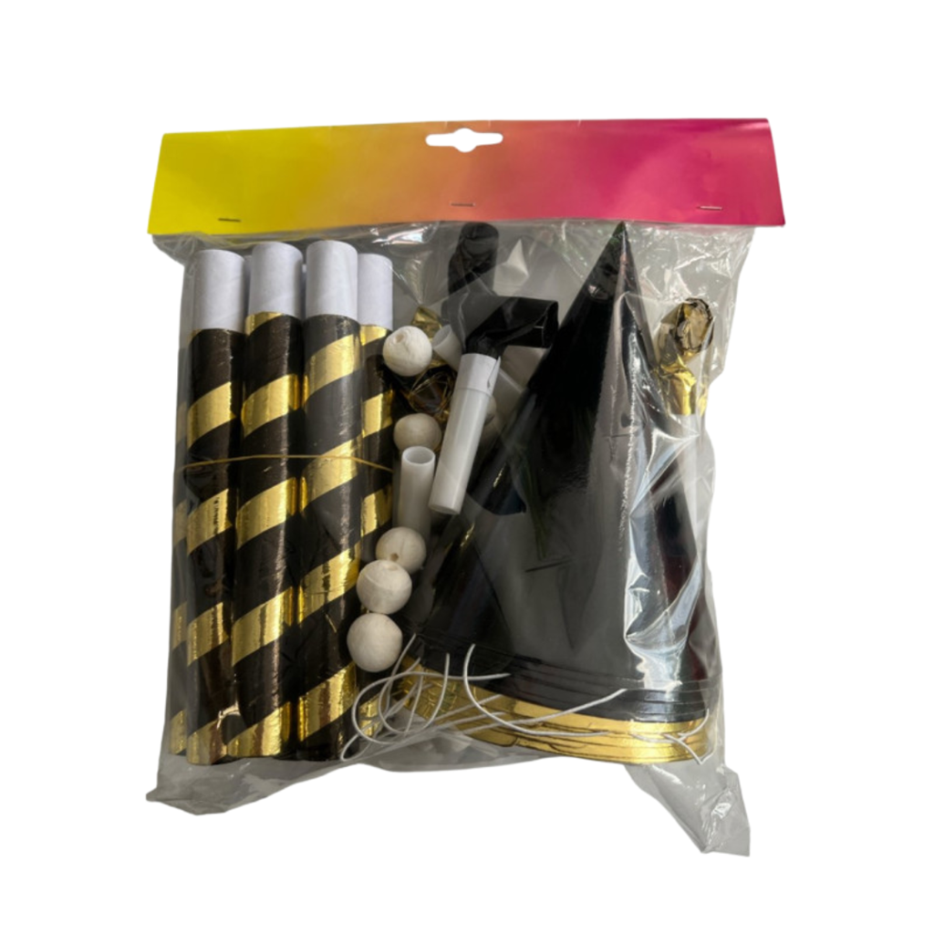 Party-Kit Kotillons 10 Personen Gold und Schwarz