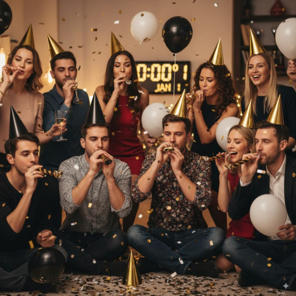 Party-Kit Kotillons 10 Personen Gold und Schwarz