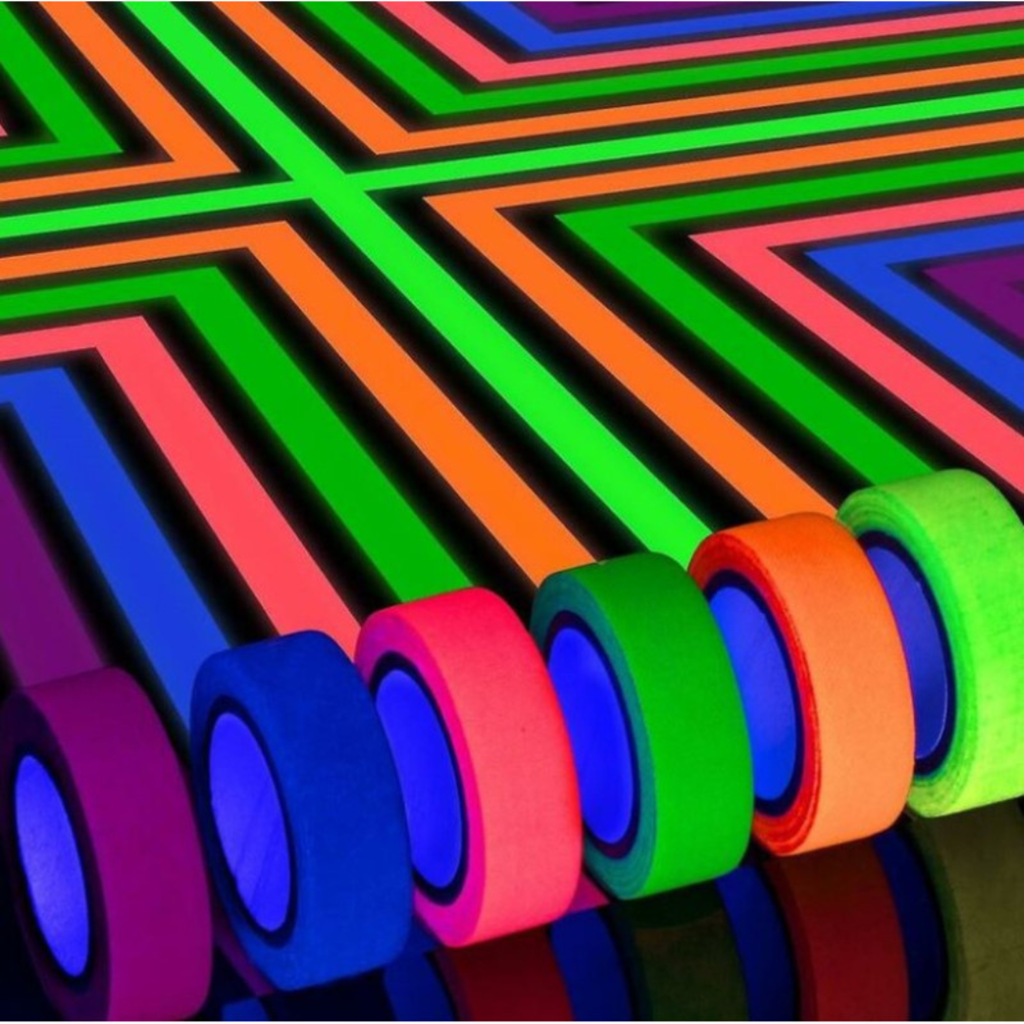 6 Fluo UV-Klebebänder, die auf Schwarzlicht reagieren - 1.5 cm x 5 Meter