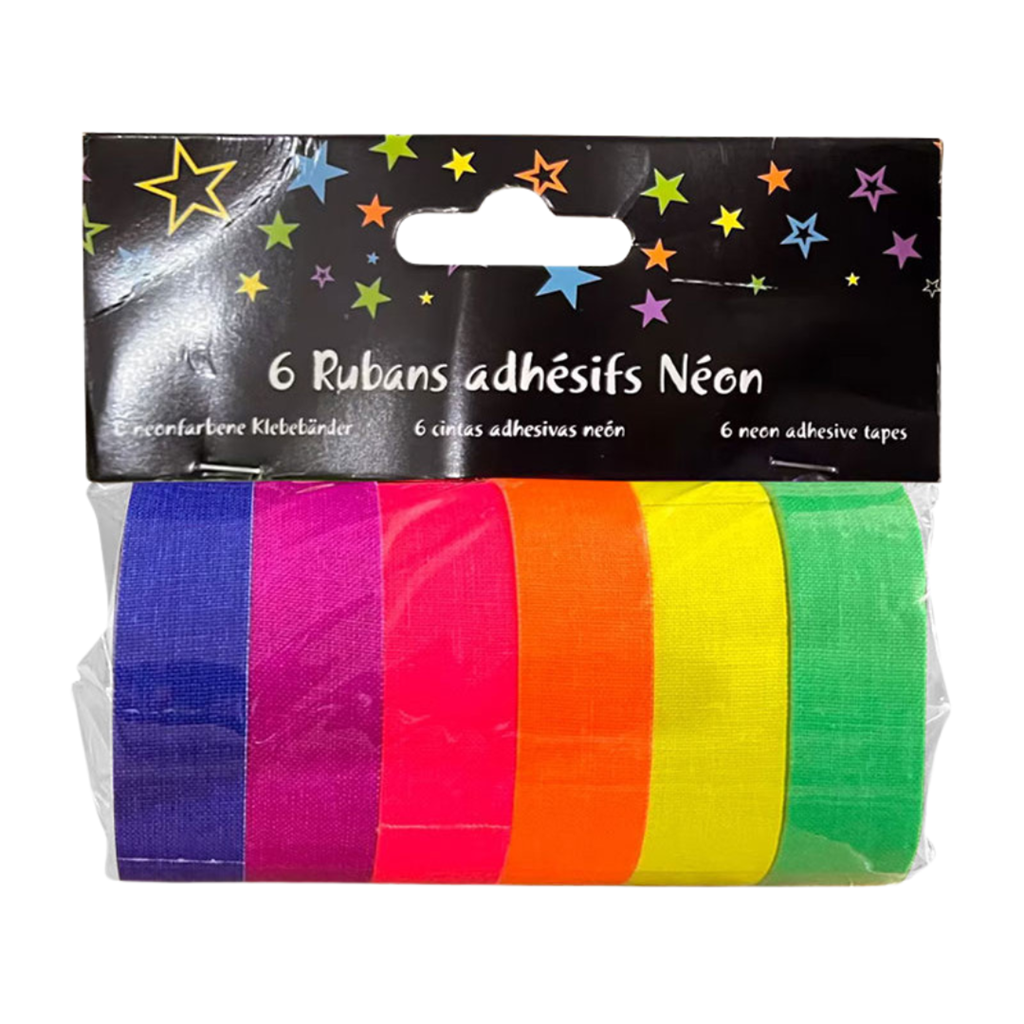6 Fluo UV-Klebebänder, die auf Schwarzlicht reagieren - 1.5 cm x 5 Meter