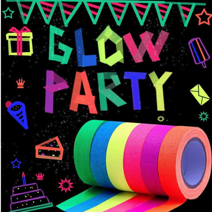 6 Fluo UV-Klebebänder, die auf Schwarzlicht reagieren - 1.5 cm x 5 Meter