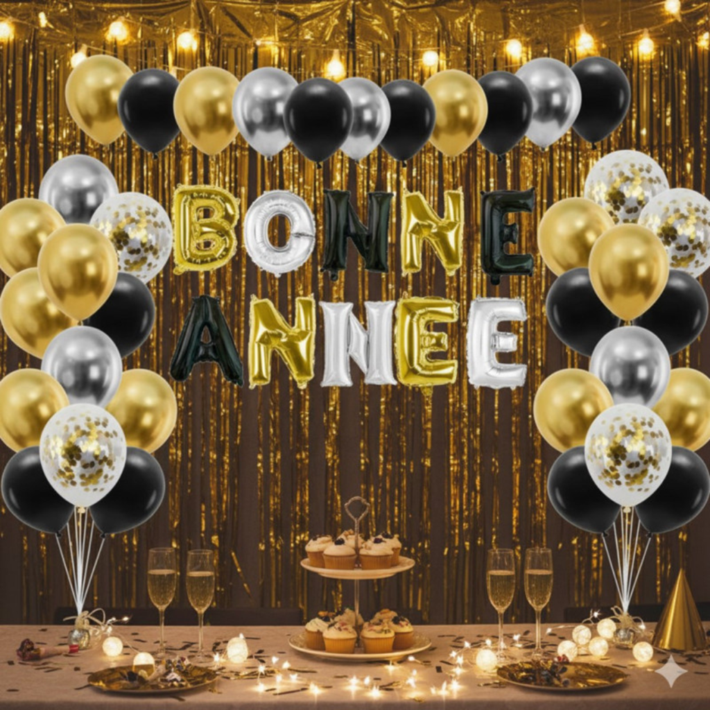Deko-Set Neujahr 40 Luftballons 30 cm - 30 Latexballons + GUTES NEUES JAHR 30 cm