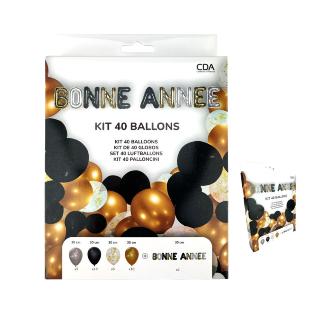 Deko-Set Neujahr 40 Luftballons 30 cm - 30 Latexballons + GUTES NEUES JAHR 30 cm