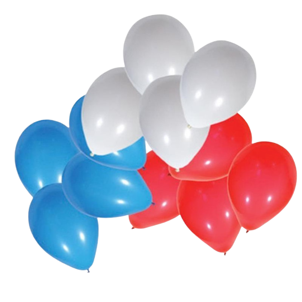 100 Luftballons blau, weiß, rot 30 cm