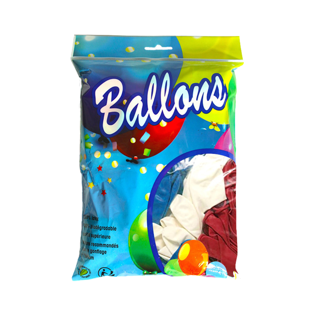 100 Luftballons blau, weiß, rot 30 cm