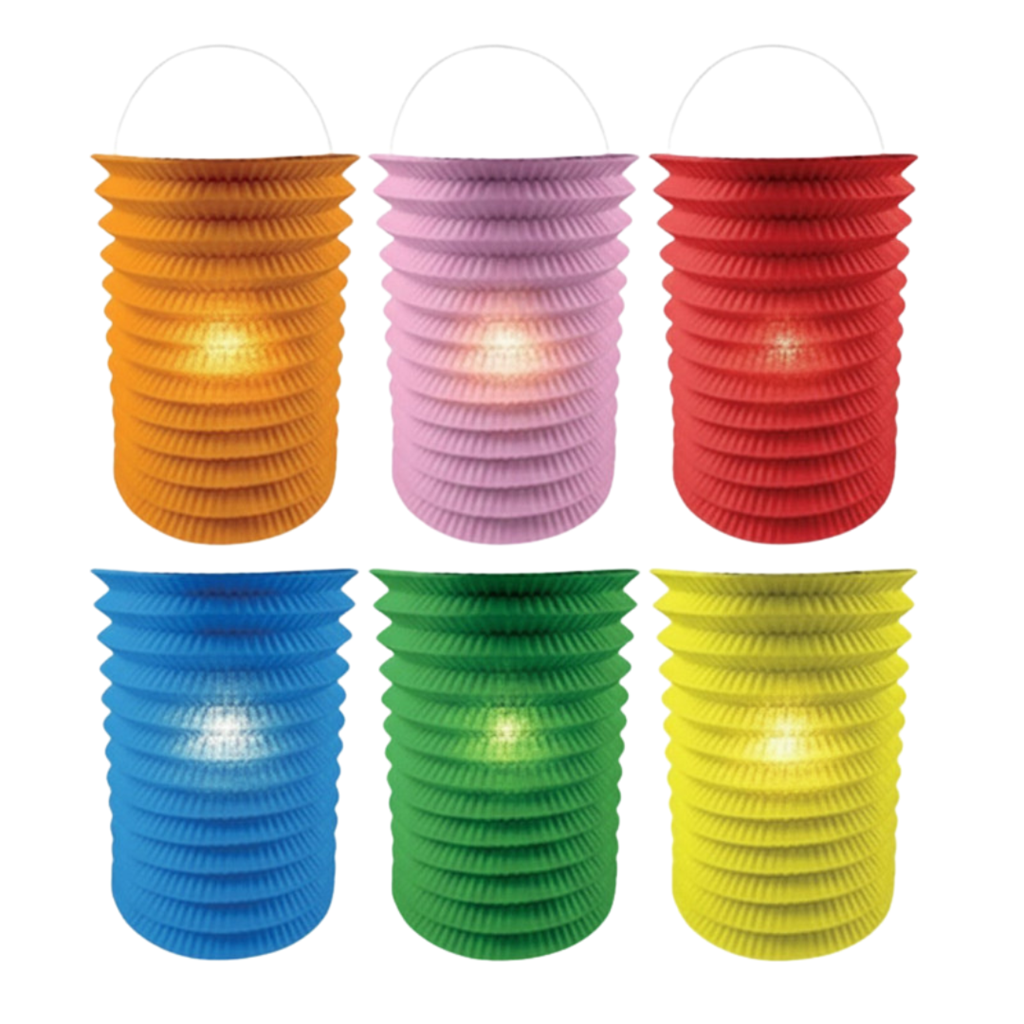 12 bunte Papierlampions - 16 cm