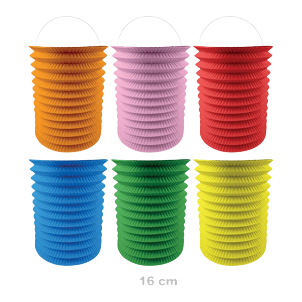 12 bunte Papierlampions - 16 cm