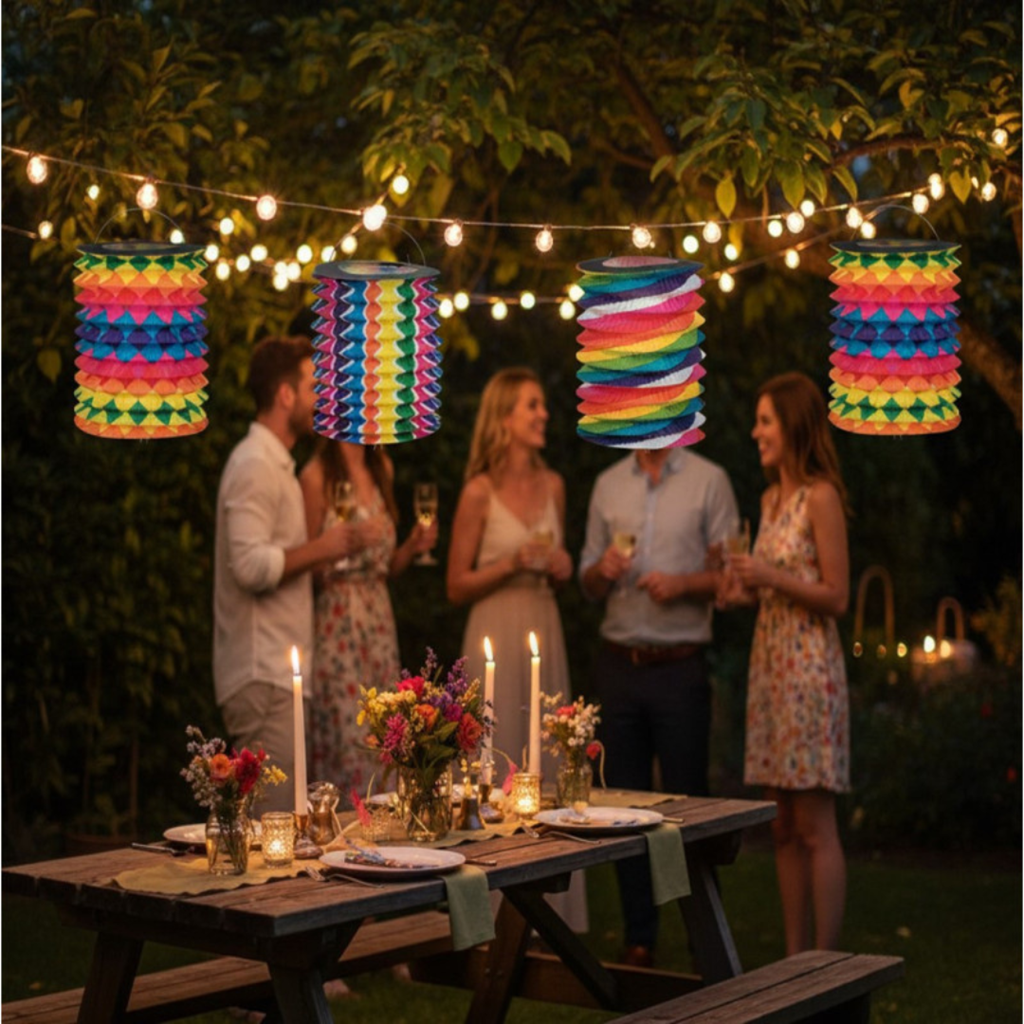 12 bunte Papierlampions