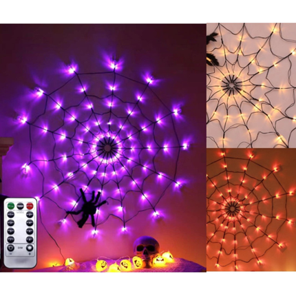 LED-Leinwand 1m + 1 Spinne 34 cm mit wechselnden Lichtern (Batteriekasten)