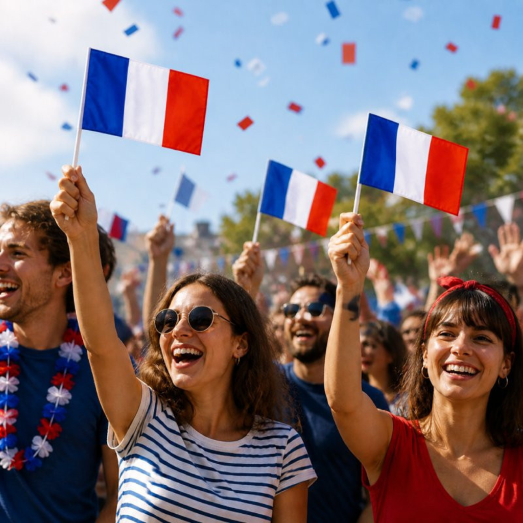Lot von 100 kleinen Trikolore-Flaggen Frankreich