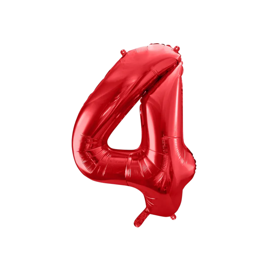Ball Chiffre ''4'', Alu, 86cm, rot