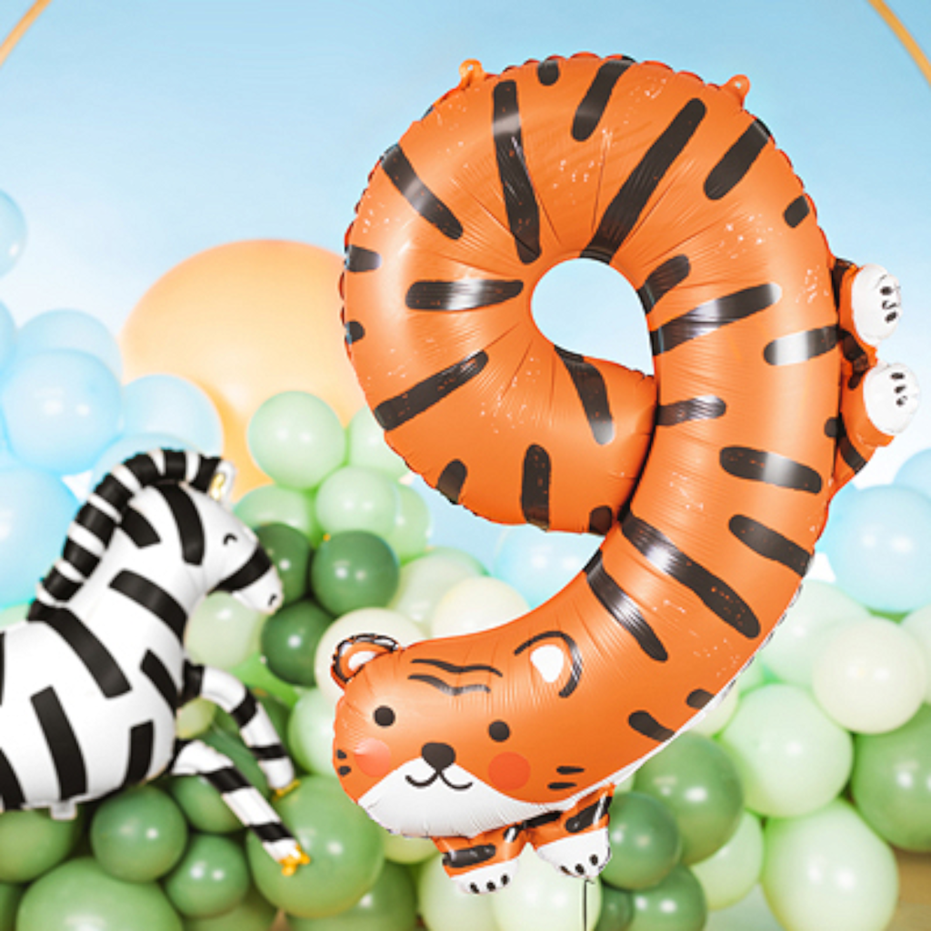 Aluminium Tiger Ballon - Ziffer 9