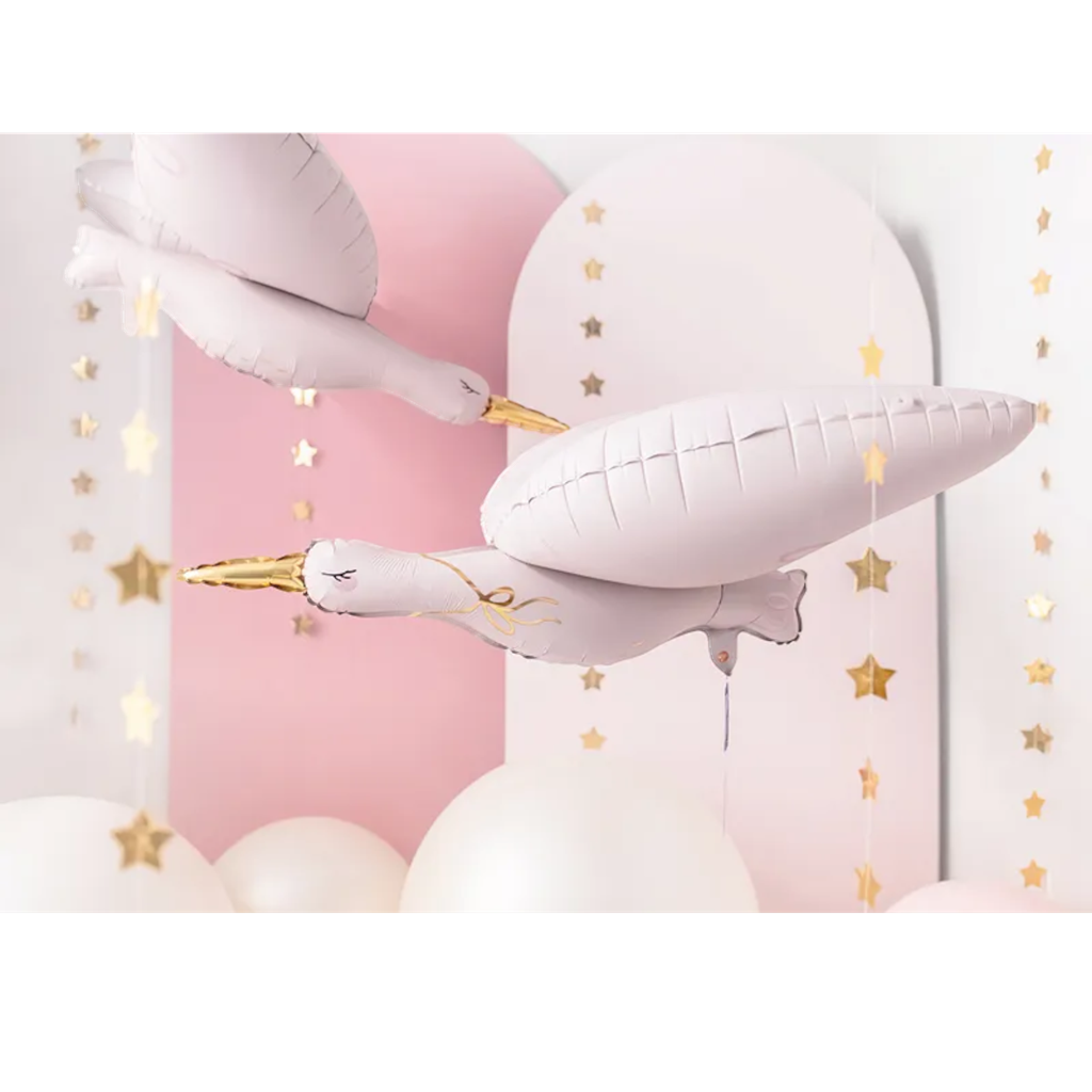Aluminiumballon Storch, 103 x 60 cm, knallpink