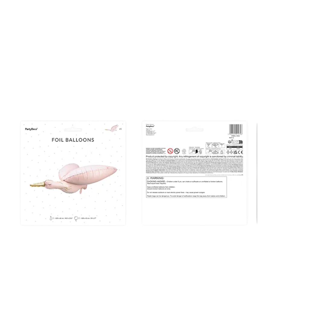 Aluminiumballon Storch, 103 x 60 cm, knallpink