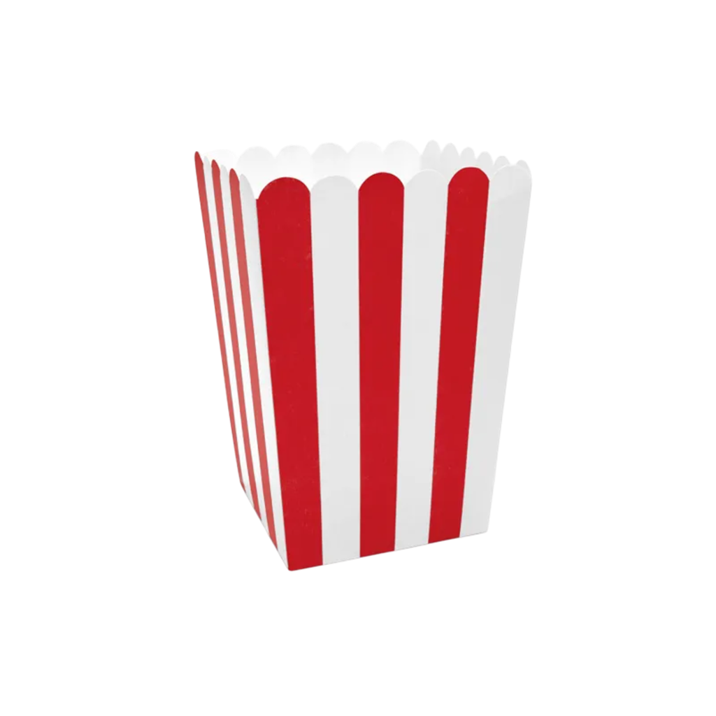 6 rot-weiß gestreifte Popcornschachteln