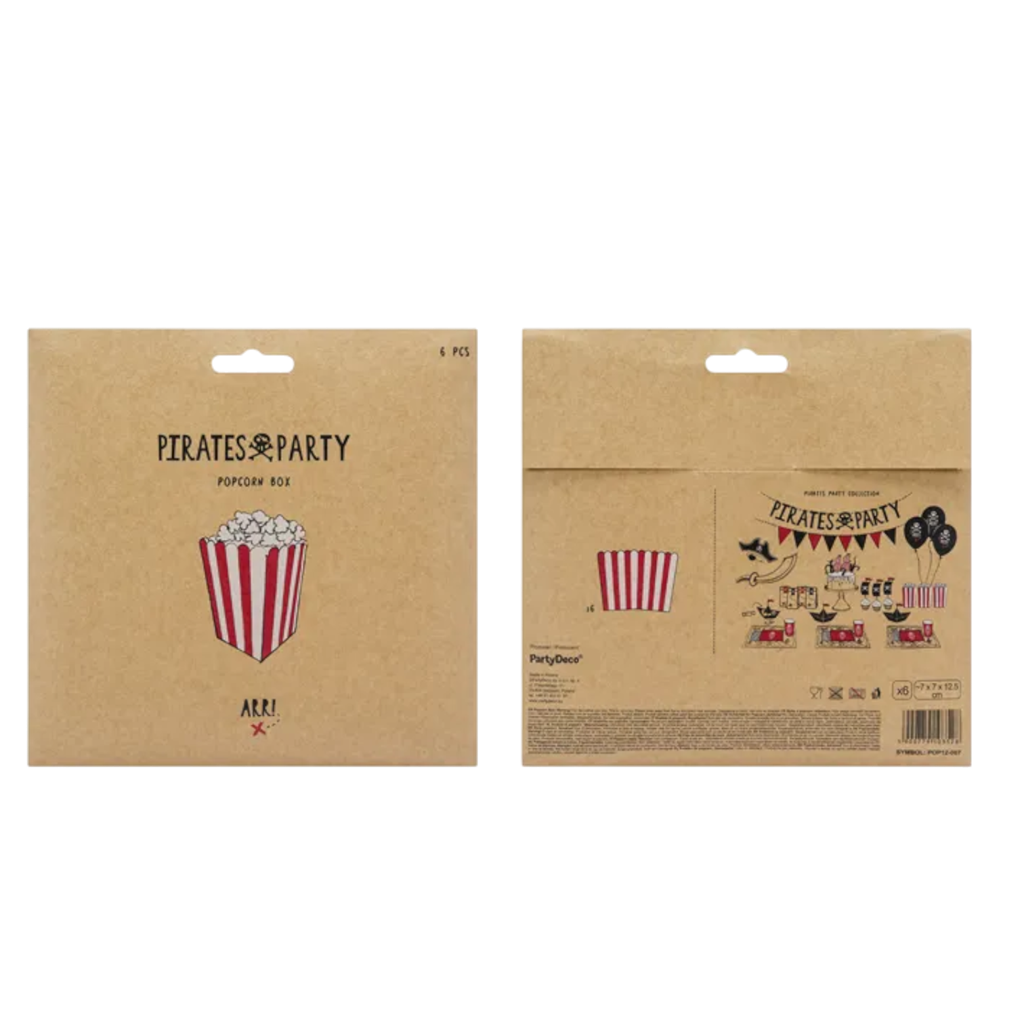 6 rot-weiß gestreifte Popcornschachteln
